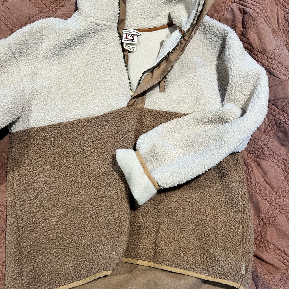 Avalanche Two-Tone Cream and Brown Sherpa Pullover Jacket